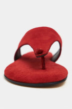 Ravello Handcrafted Genuine Leather Toe-Ring Sandals — Red Suede