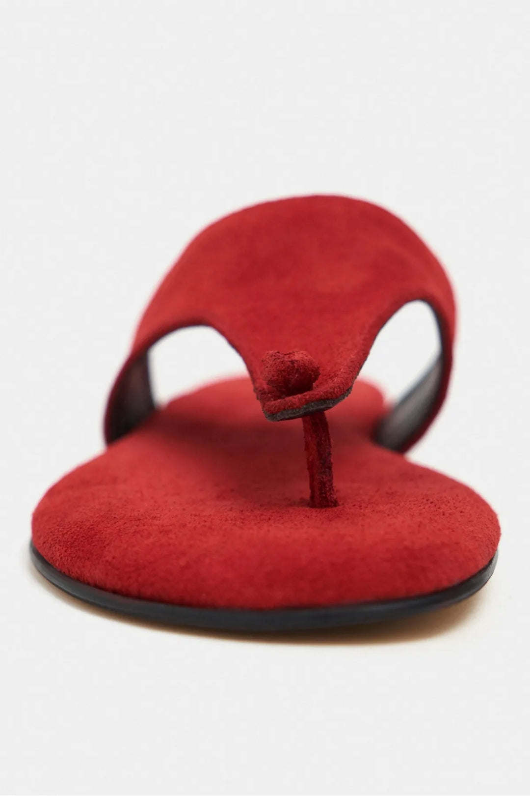 Ravello Handcrafted Genuine Leather Toe-Ring Sandals — Red Suede