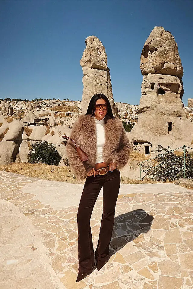 Rufina Luxe Faux Fur Jacket – Bitter Brown