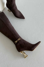 Norevia Buckle-Detail Knee-High Boots – Brown