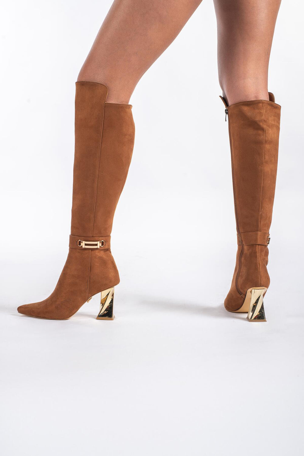 Norevia Buckle-Detail Knee-High Boots – Brown