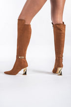 Norevia Buckle-Detail Knee-High Boots – Brown