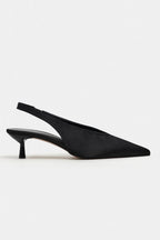 Wilson Slingback Satin Kitten Heels – Red