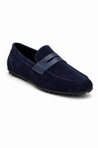 Navy Genuine Suede Ultra Flexible Rubber Sole Loafer