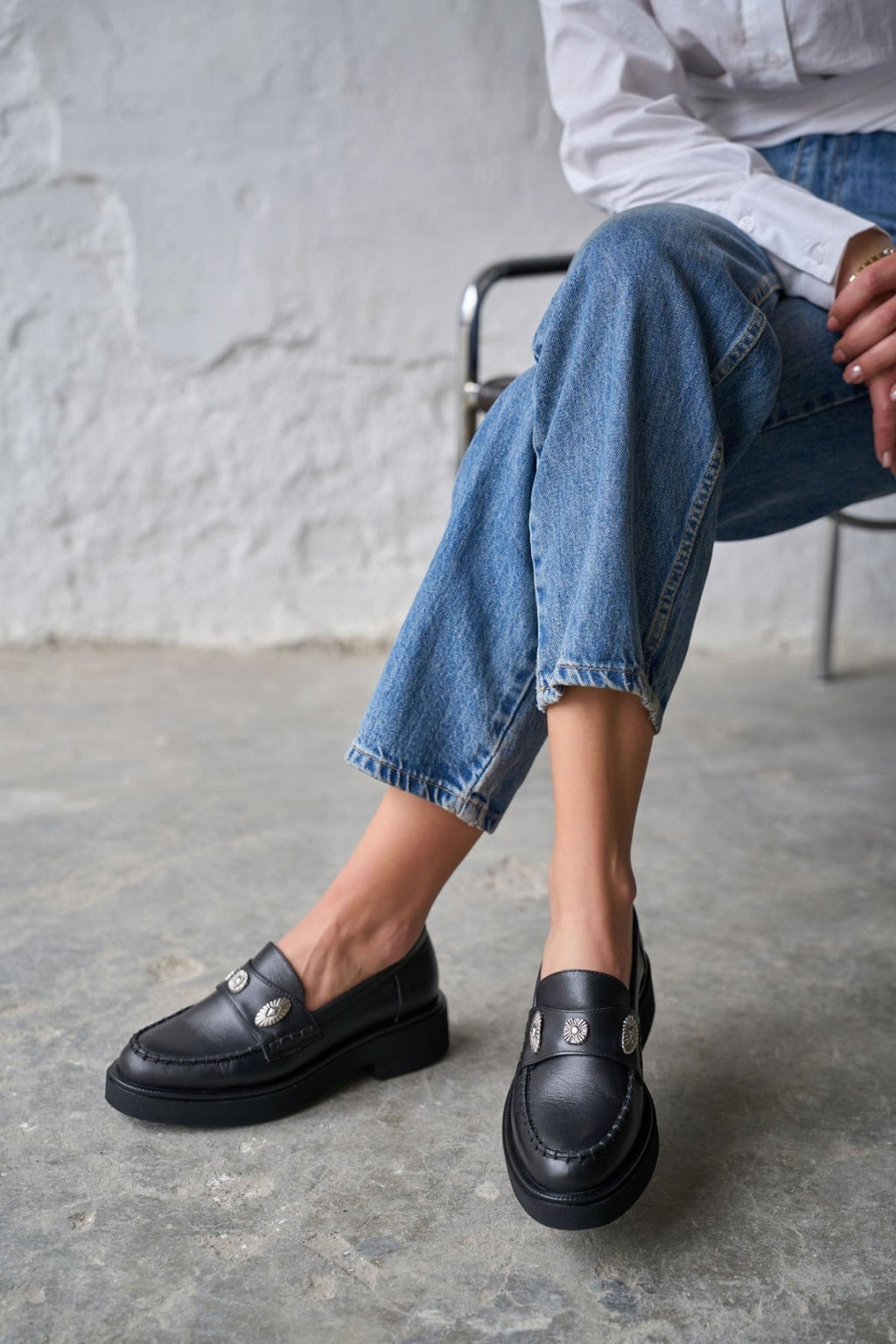 Bizar Black Genuine Leather Women's Loafers