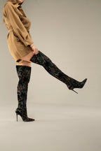 Zavielle Over-the-Knee Stiletto Boots – Metallic Silver