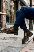 Brown Genuine Leather & Suede Mixed Men's Shoes