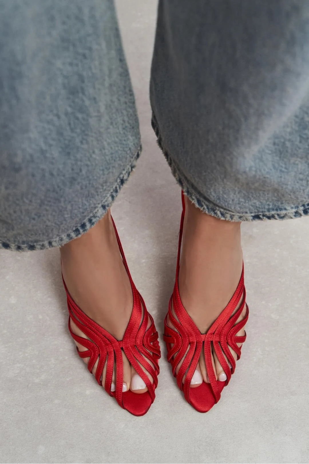 Seraphina Satin Cage-Strap Open-Toe Heeled Mule – Navy Satin