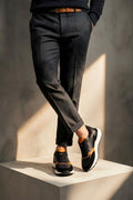 Black-Orange Genuine Leather Ultralight EVA Sole Sneaker
