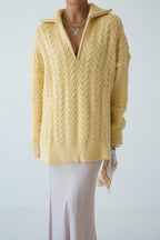 Hollis Cable-Knit Zip-Neck Sweater