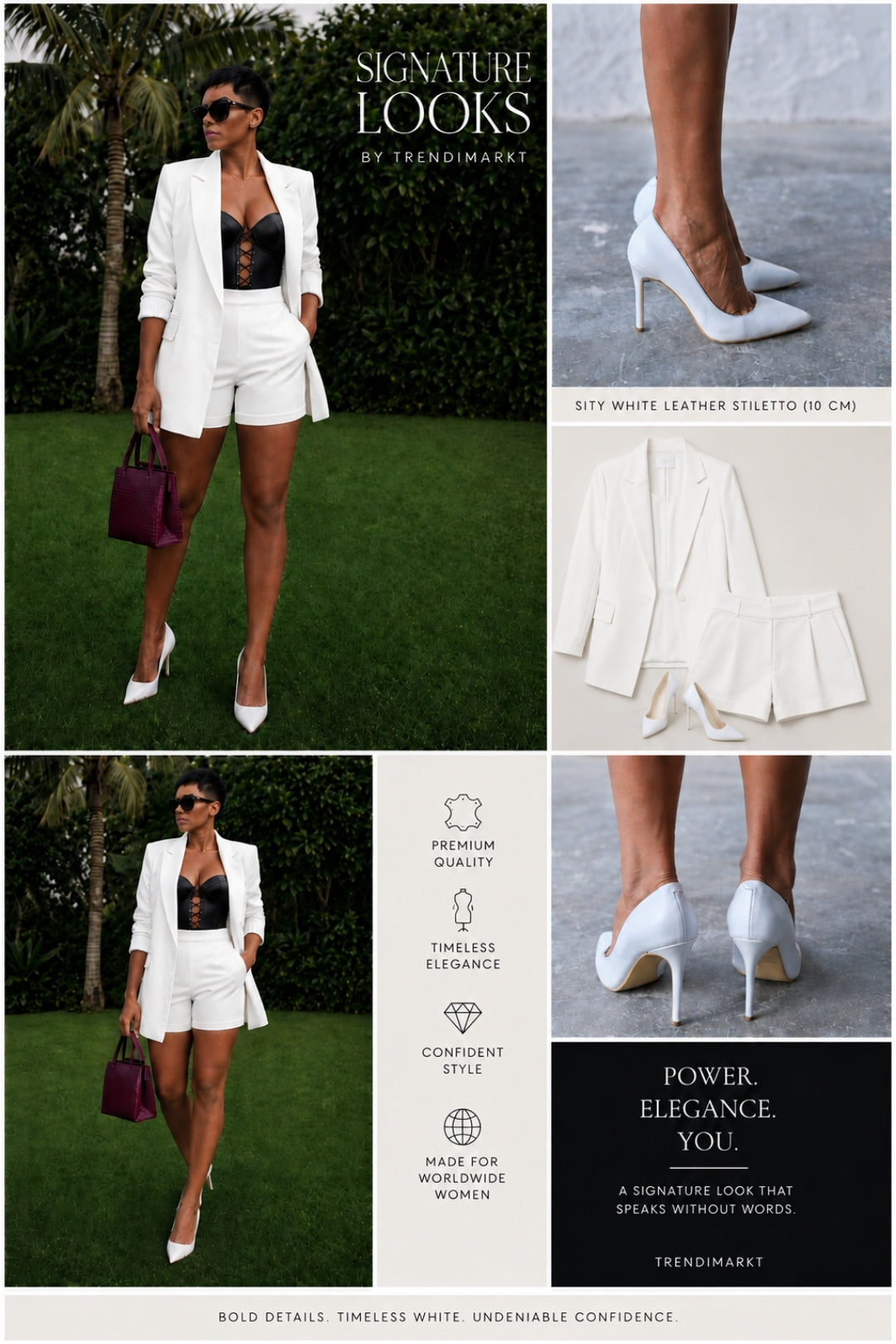 Monaco Blanc Signature Look – White Tailored Set & Sity White Stiletto Bundle