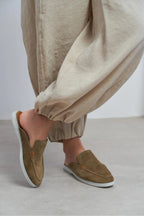 Sorrento – Handcrafted Genuine Suede Leather Mule Loafers – Navy Suede