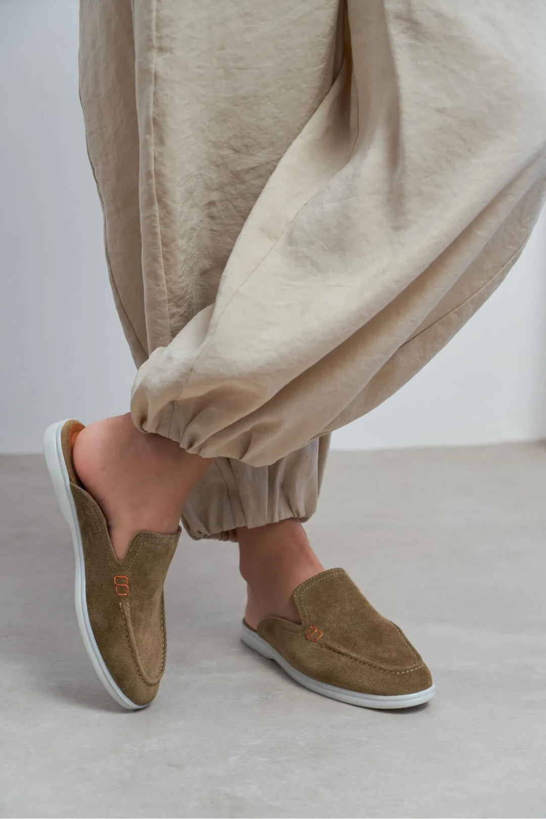 Sorrento – Handcrafted Genuine Suede Leather Mule Loafers – Navy Suede