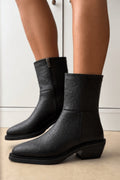 Arielle Short Western Boots – Black Croc