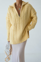 Hollis Cable-Knit Zip-Neck Sweater