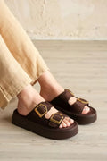 Metal Tokalı Günlük Platform Terlik
