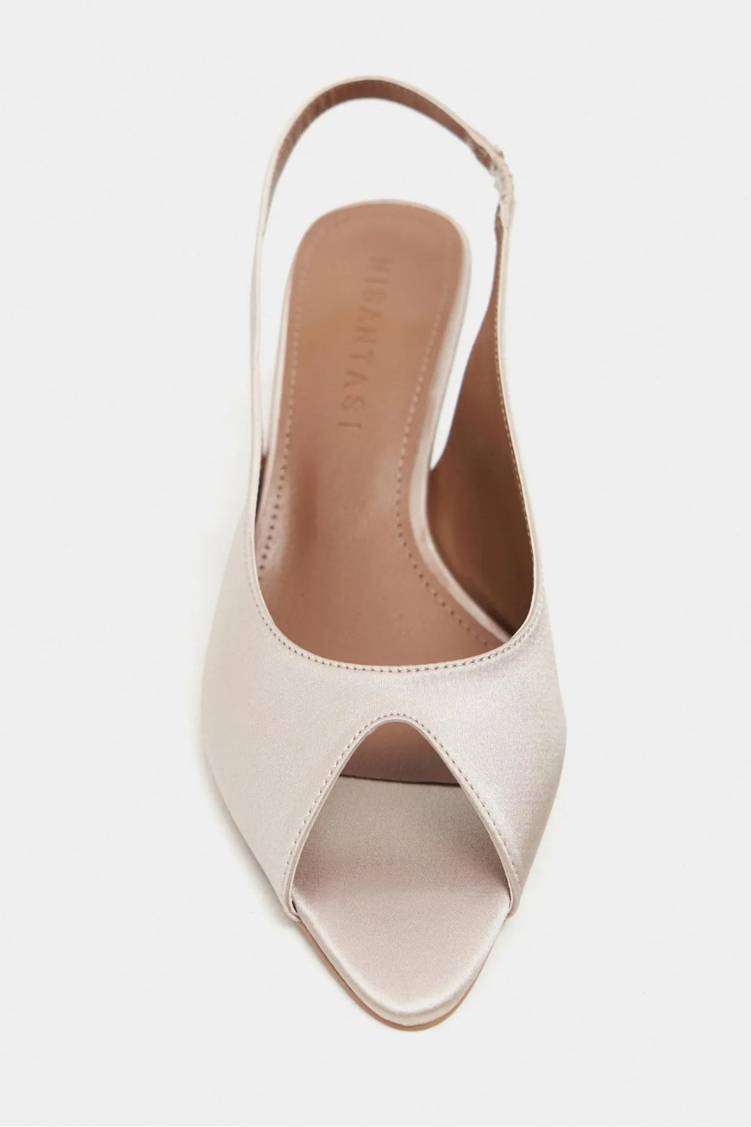 Aurelia Satin Peep-Toe Slingback Kitten Heels – Pearl Satin
