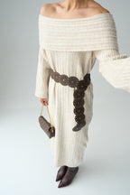 Avenor Ribbed Off-Shoulder Knit Maxi Dress