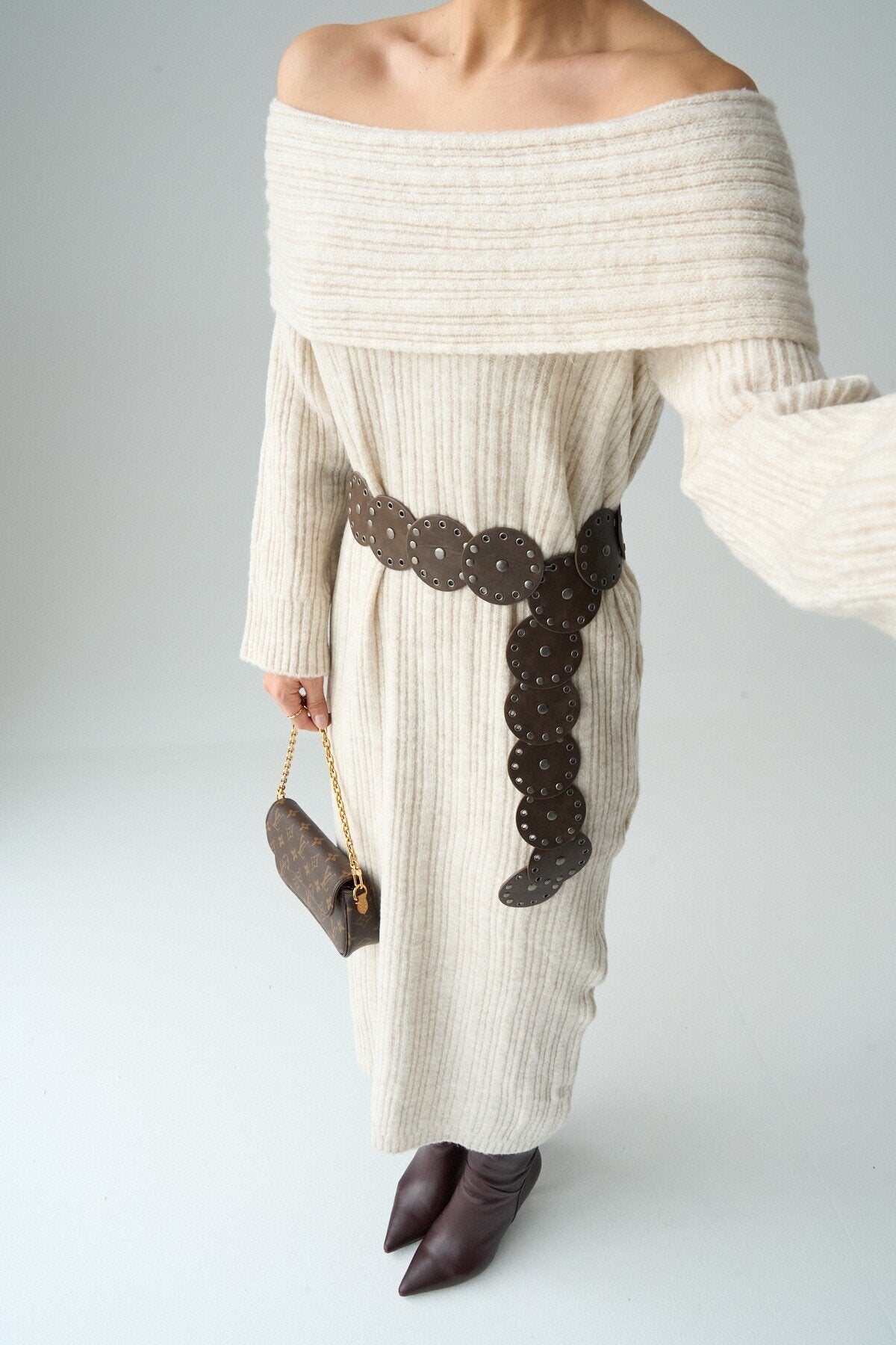 Avenor Ribbed Off-Shoulder Knit Maxi Dress