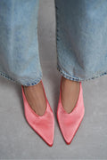 WILSON Satin Slingback Heels – Salmon Satin