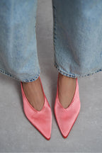 WILSON Satin Slingback Heels – Salmon Satin