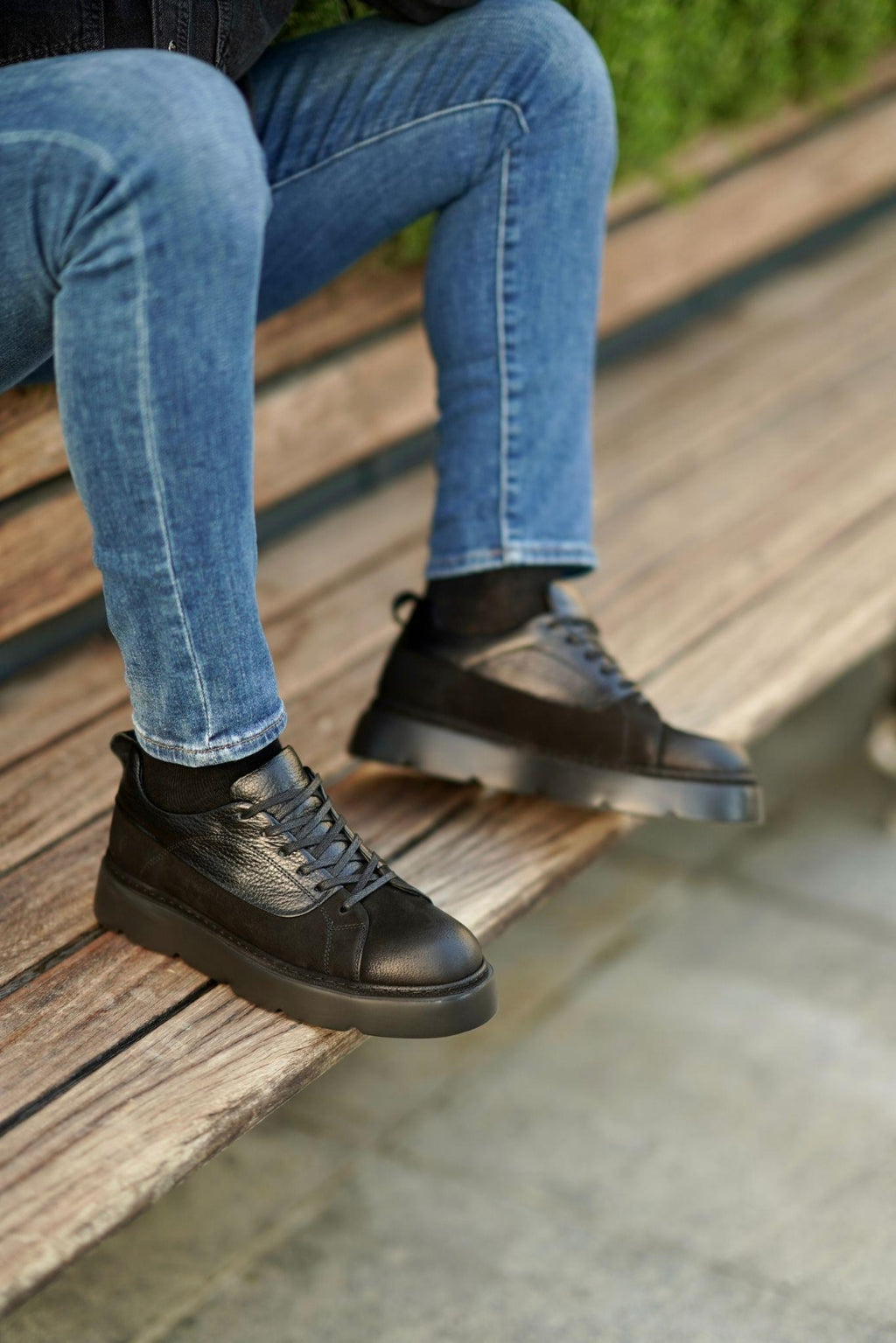 Tony Siyah %100 Hakiki Deri (Nubuk-Floter) Eva Taban Sneaker
