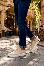 Bej Hakiki Süet Hafif Eva Taban Sneaker