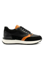Black-Orange Genuine Leather Ultralight EVA Sole Sneaker