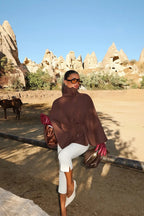 Calviera Water-Resistant Cape-Sleeve Jacket – Bitter Brown