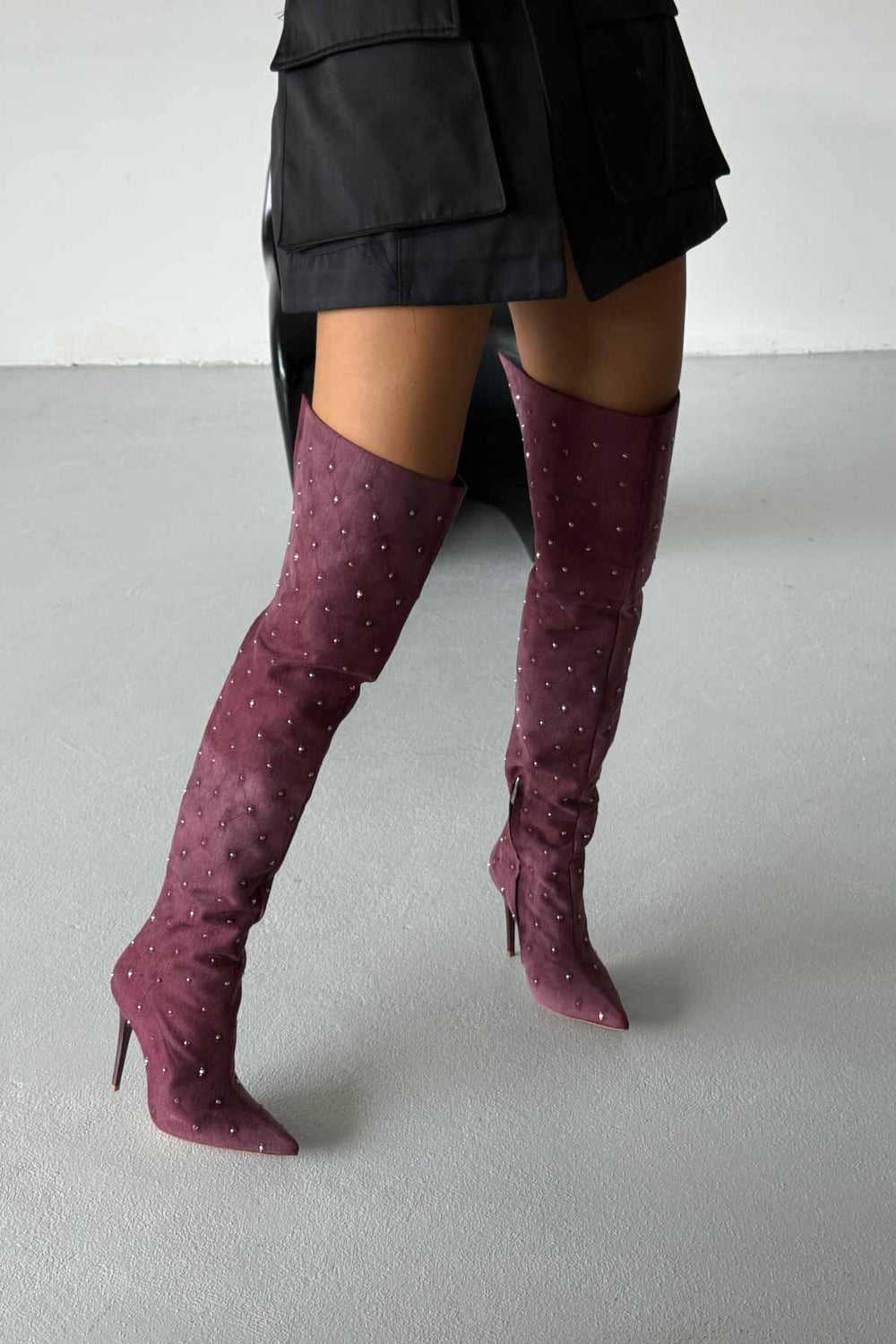 Zavielle Over-the-Knee Stiletto Boots – Metallic Silver