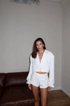 Elara Tailored Scuba Blazer & Shorts Set – Black