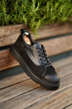 Tony Siyah %100 Hakiki Deri (Nubuk-Floter) Eva Taban Sneaker