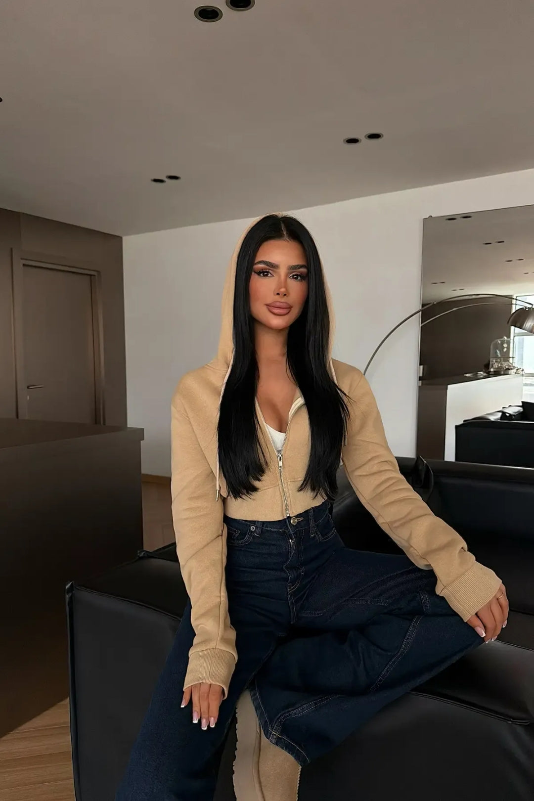 Beige Crop Cut Cardigan