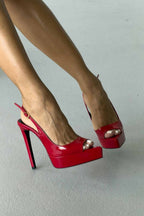 Heimdall Toka Detaylı 13 CM Platform Stiletto - Siyah