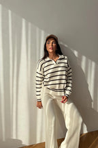 Blythe Striped Polo Knit Two-Piece Set