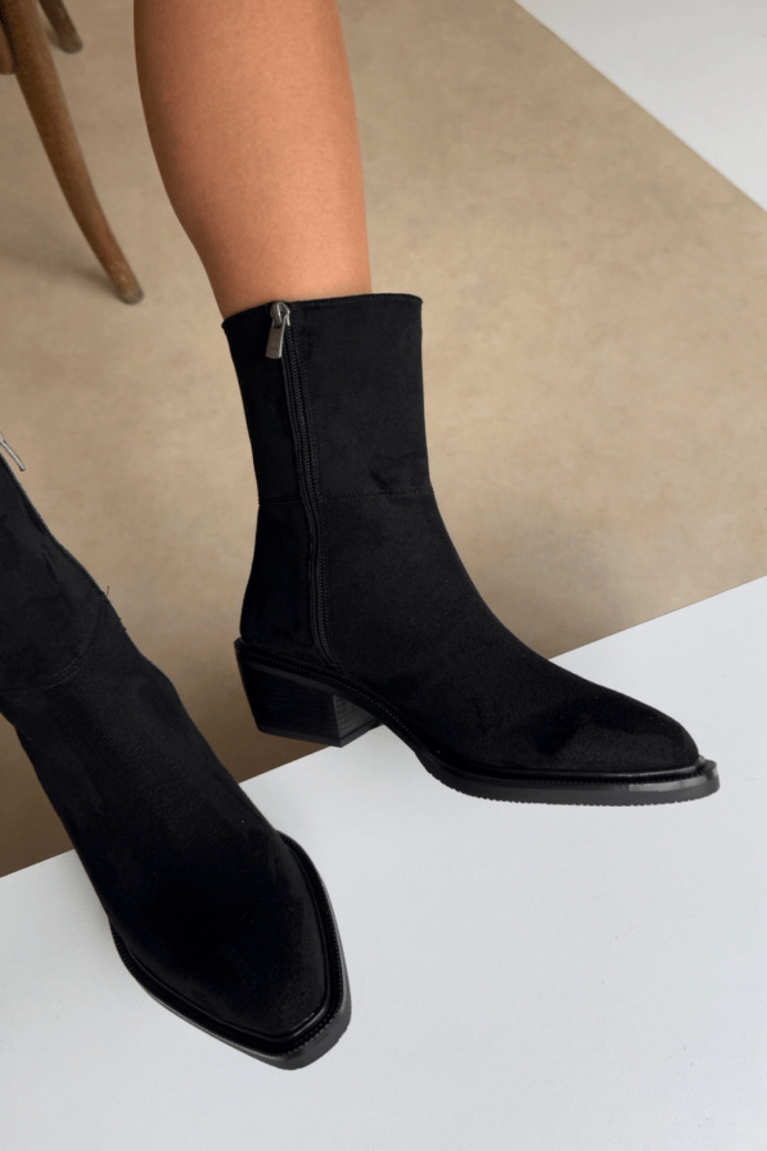 Arielle Short Western Boots – Black Croc