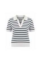 Rivett Striped Polo Knit Top – White