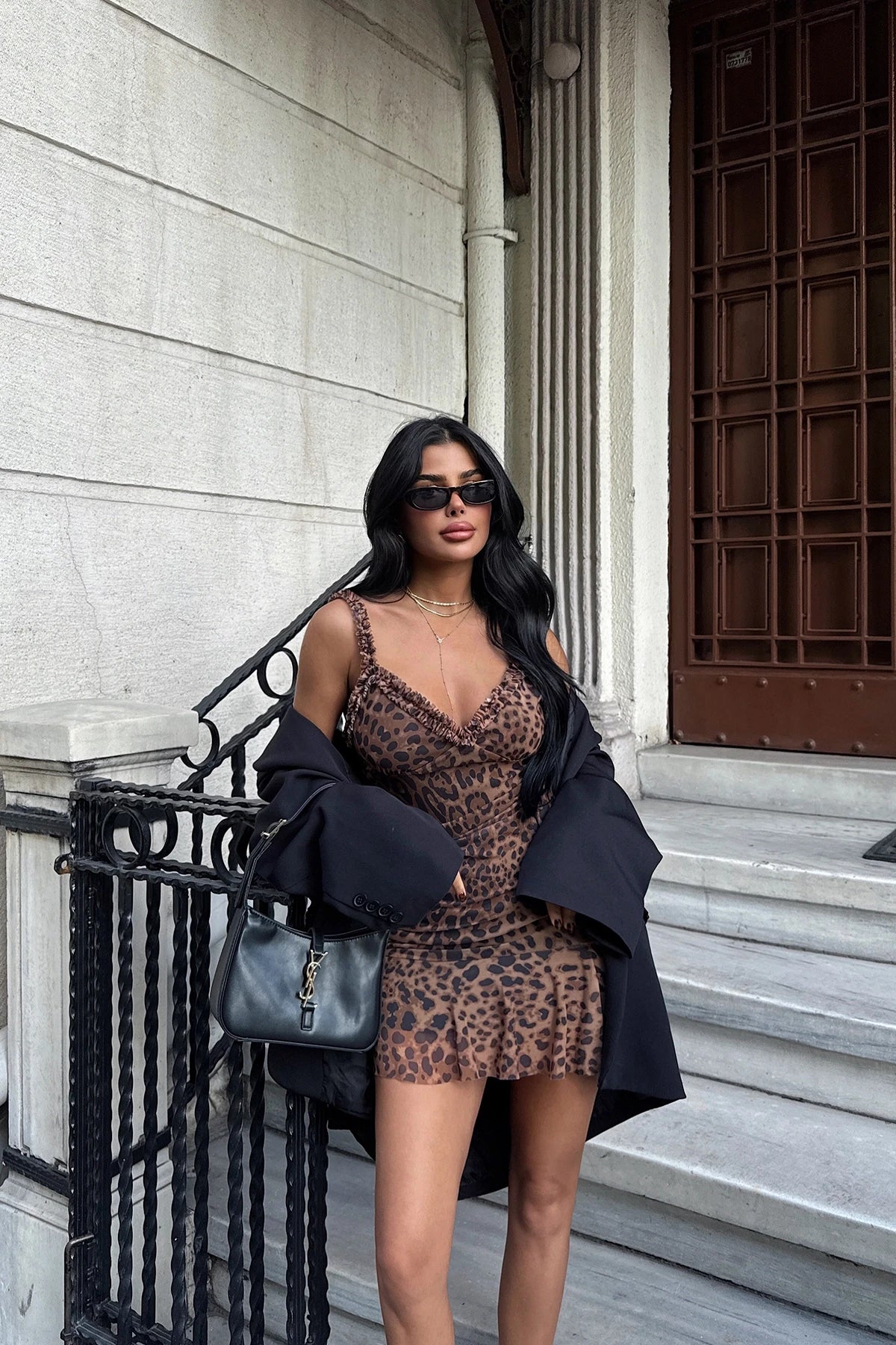 Mia Leopard Patterned Mini Tulle Dress