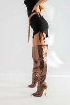 Zavielle Over-the-Knee Stiletto Boots – Metallic Silver