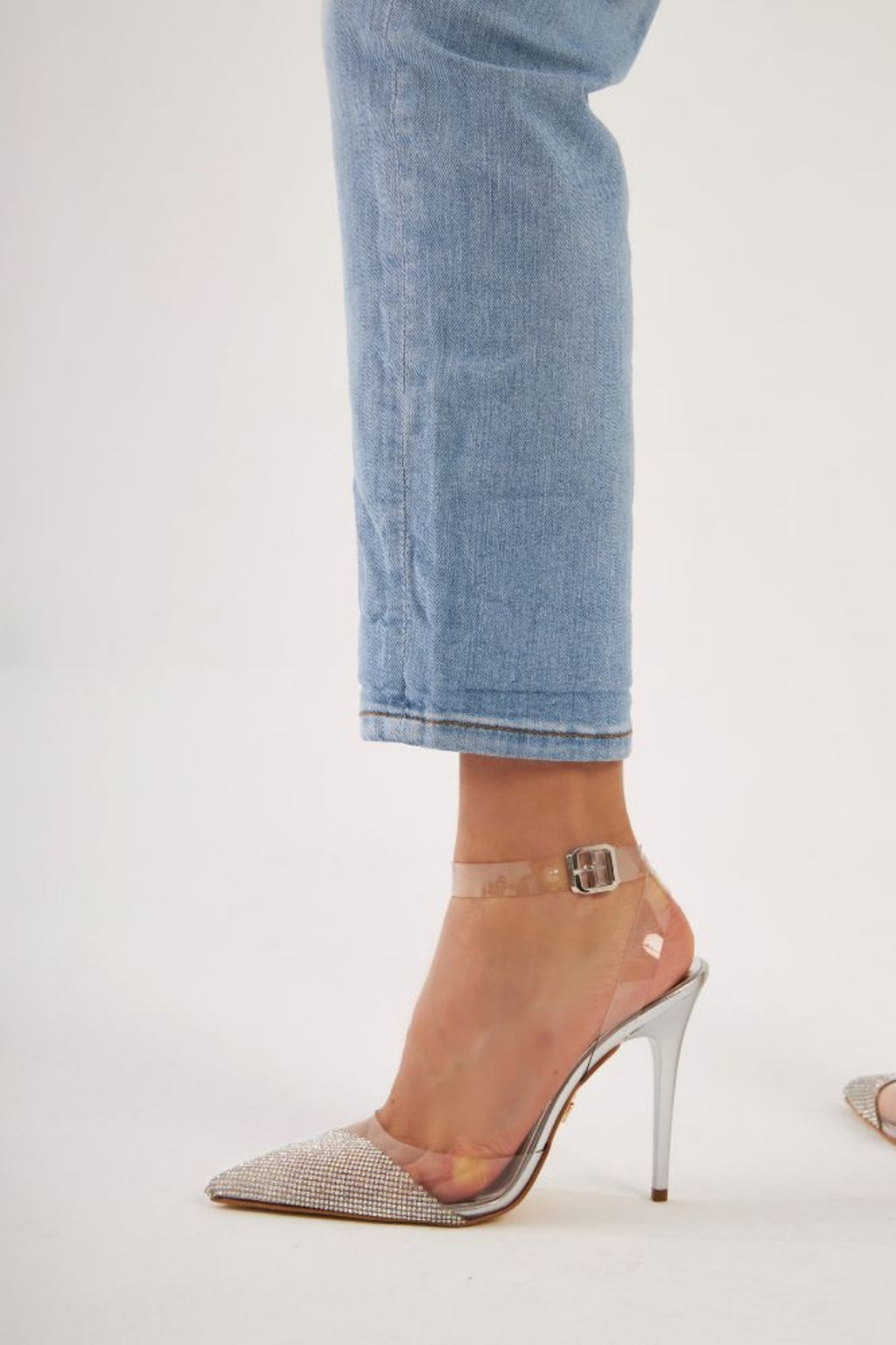 Dubai Crystal Clear Stiletto Heels – Silver