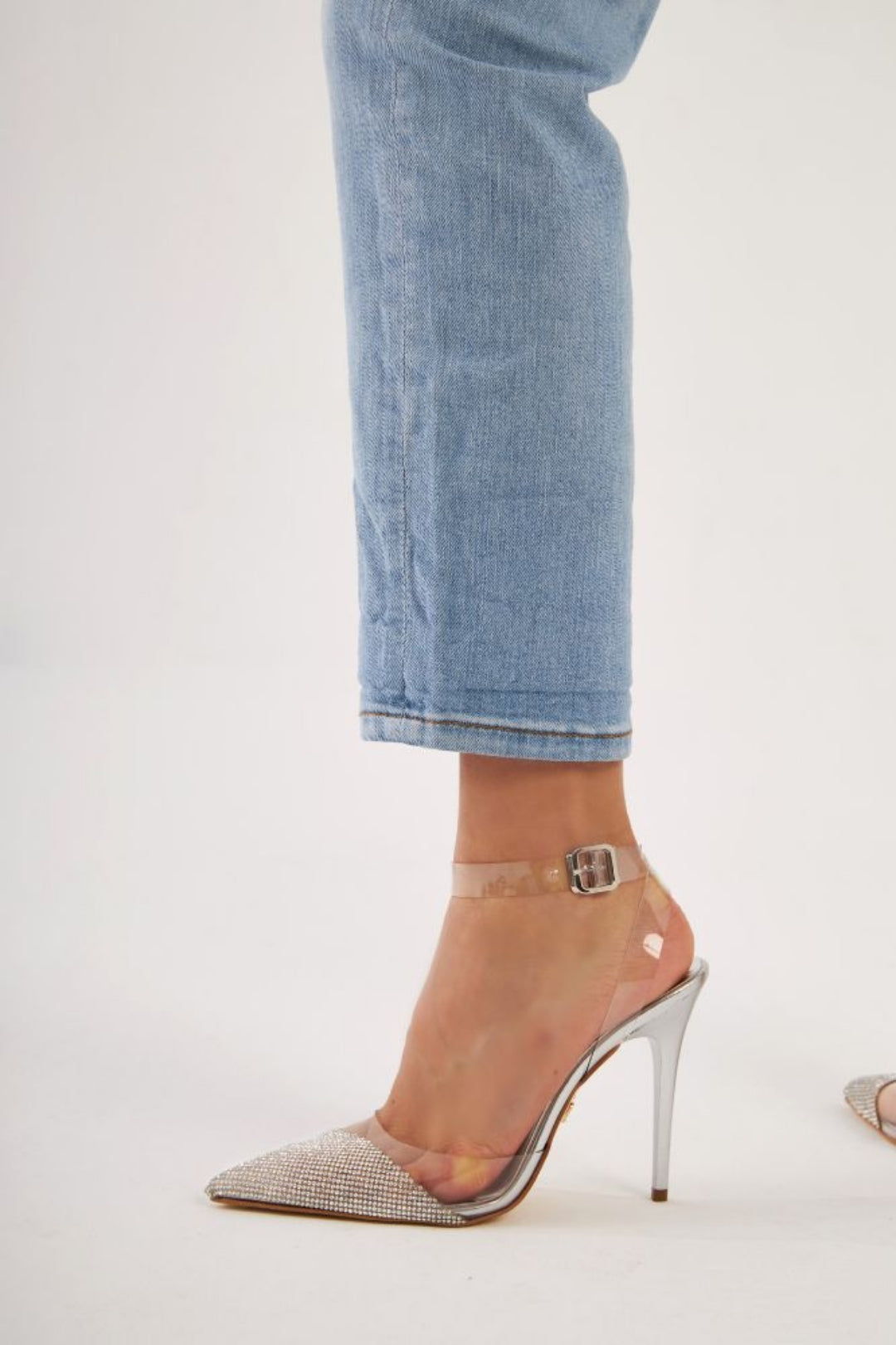 Dubai Crystal Clear Stiletto Heels – Silver