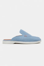 Sorrento – Handcrafted Genuine Suede Leather Mule Loafers – Navy Suede
