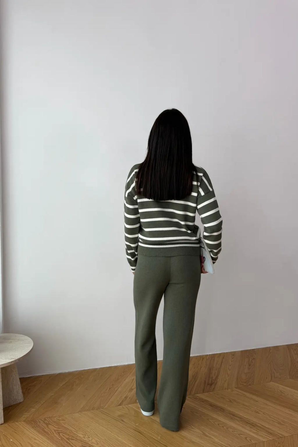 Blythe Striped Polo Knit Two-Piece Set