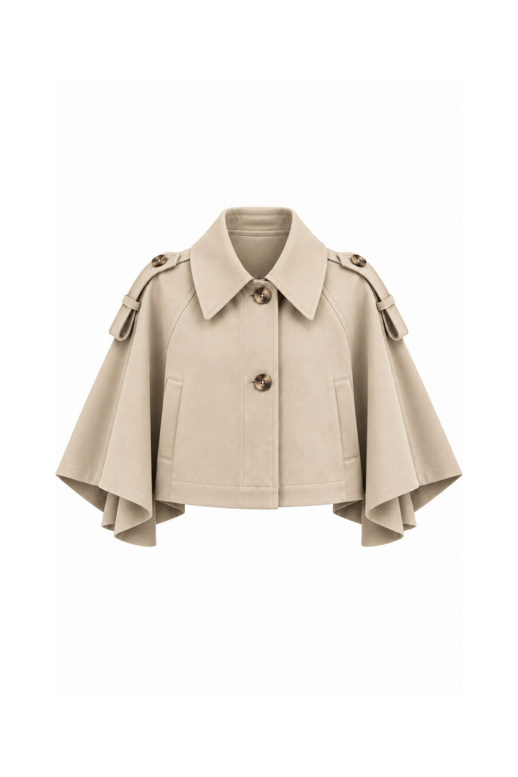Cavett Cape-Detail Cropped Trench Coat – White