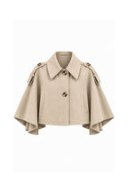Cavett Cape-Detail Cropped Trench Coat – White