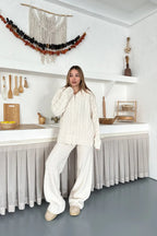 Briar Cable Knit Hooded Two-Piece Set – Light Brown
