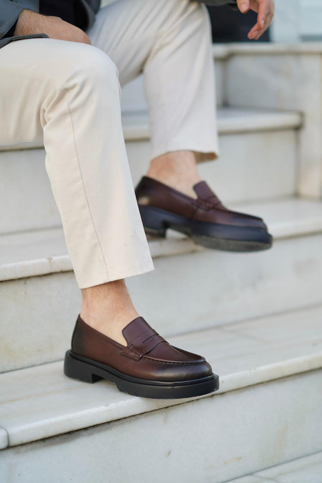 Brown Genuine Leather Penny Loafers