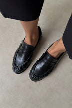Black Oval Toe Elegant Women's Ballet Flats
