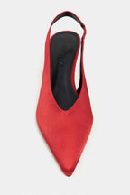 Wilson Slingback Satin Kitten Heels – Red