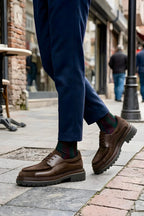 Brown Genuine Leather & Suede Mixed Men's Shoes